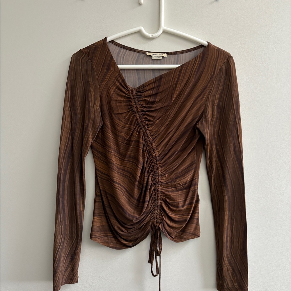 Paloma Wool Chocolate Ruched Long Sleeve Top
